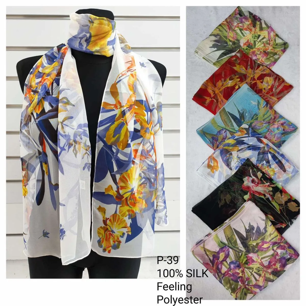 Szaliki damskie jedwabne 100% SILK P-39