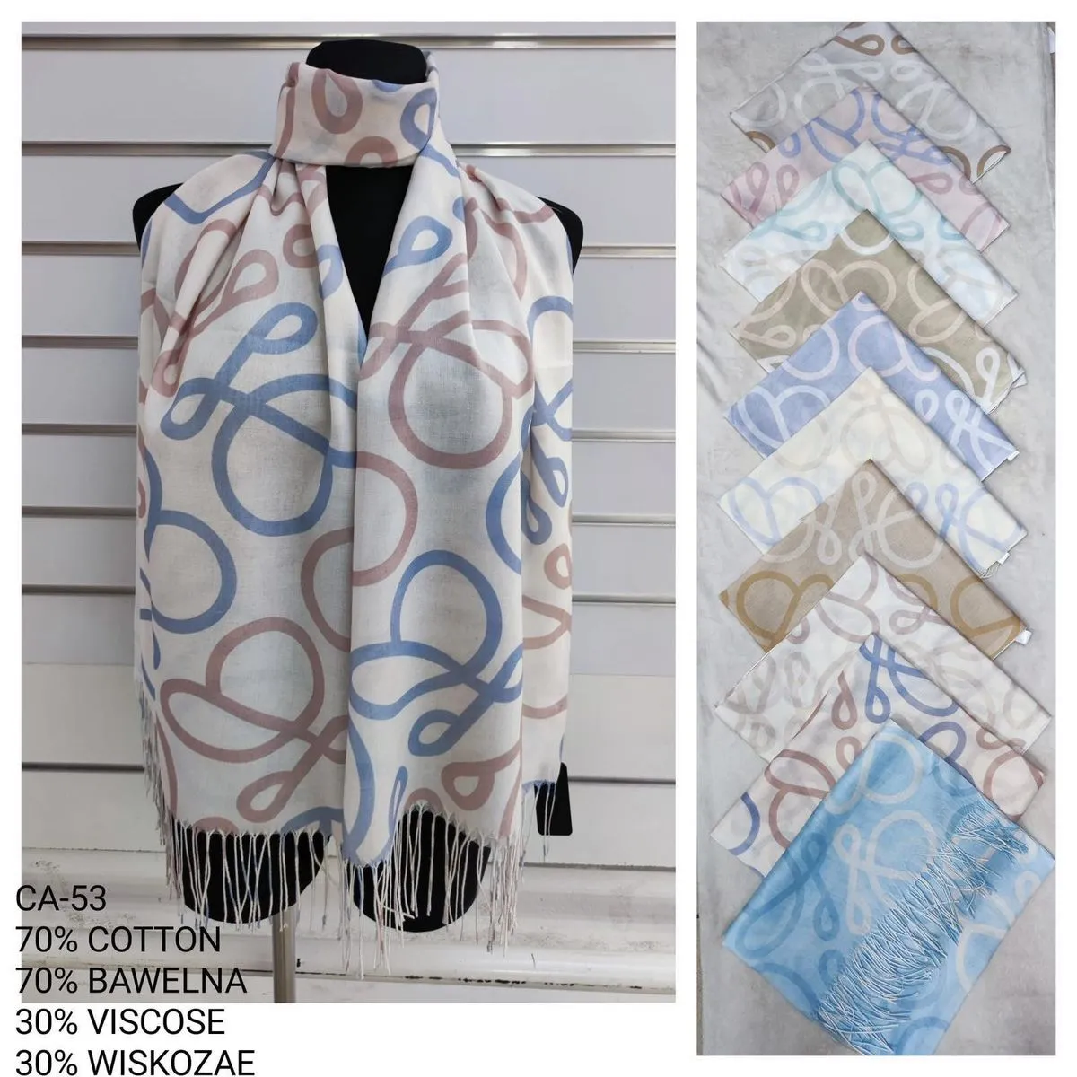 Szaliki damskie bawełniane 70% cotton 30% wiskoza