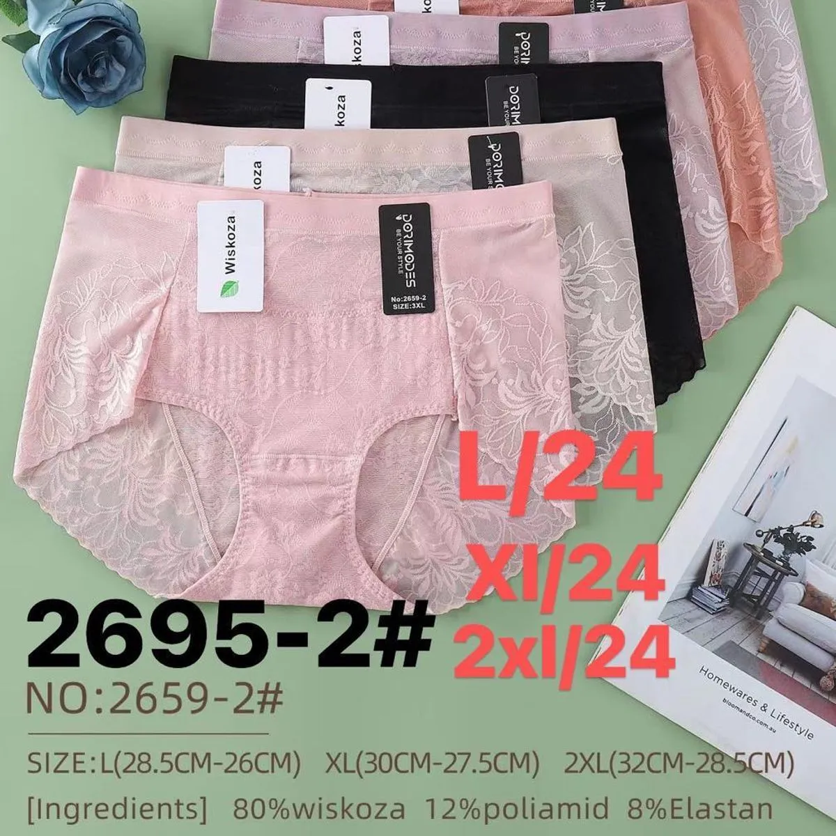 Majtki damskie XXL 6 szt. mix kolorów 2695-#