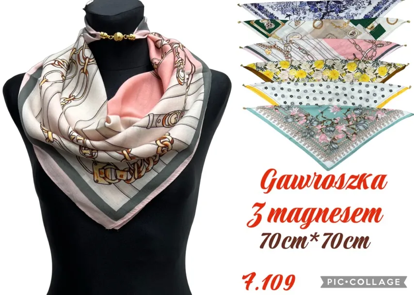 Szaliki damskie Gavriroszka 70cm x 70cm, 12 szt