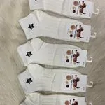 Skarpetki damskie Baby Dog białe prążkowane ze wzorem