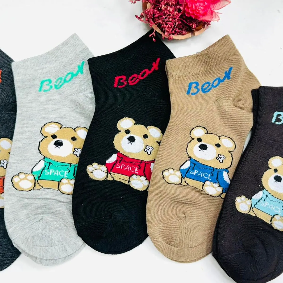 Skarpetki damskie z misiem Bear 5 szt. różne kolory