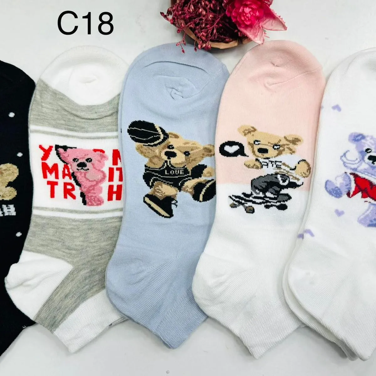Skarpetki damskie Teddy Bear C18 wzorzyste