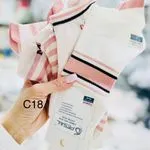 Skarpetki damskie prążkowane różowo-białe C18