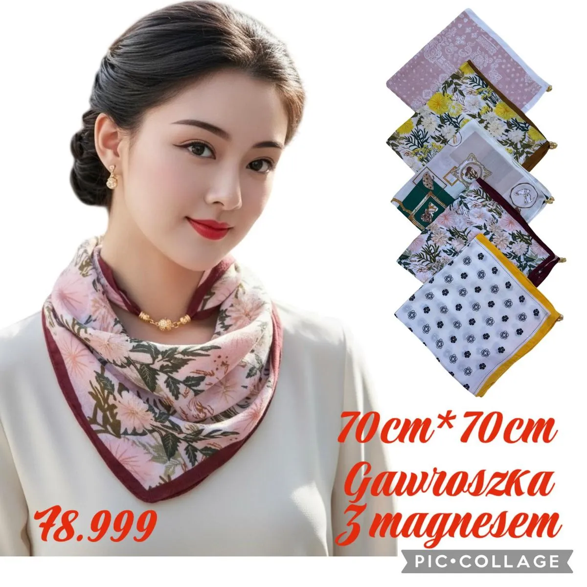 Chusta Damska Kwiatowa 70cm x 70cm Gawroszka