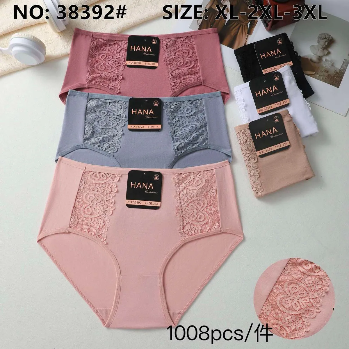 Majtki damskie HANA XL-2XL-5XL koronka wielokolorowe
