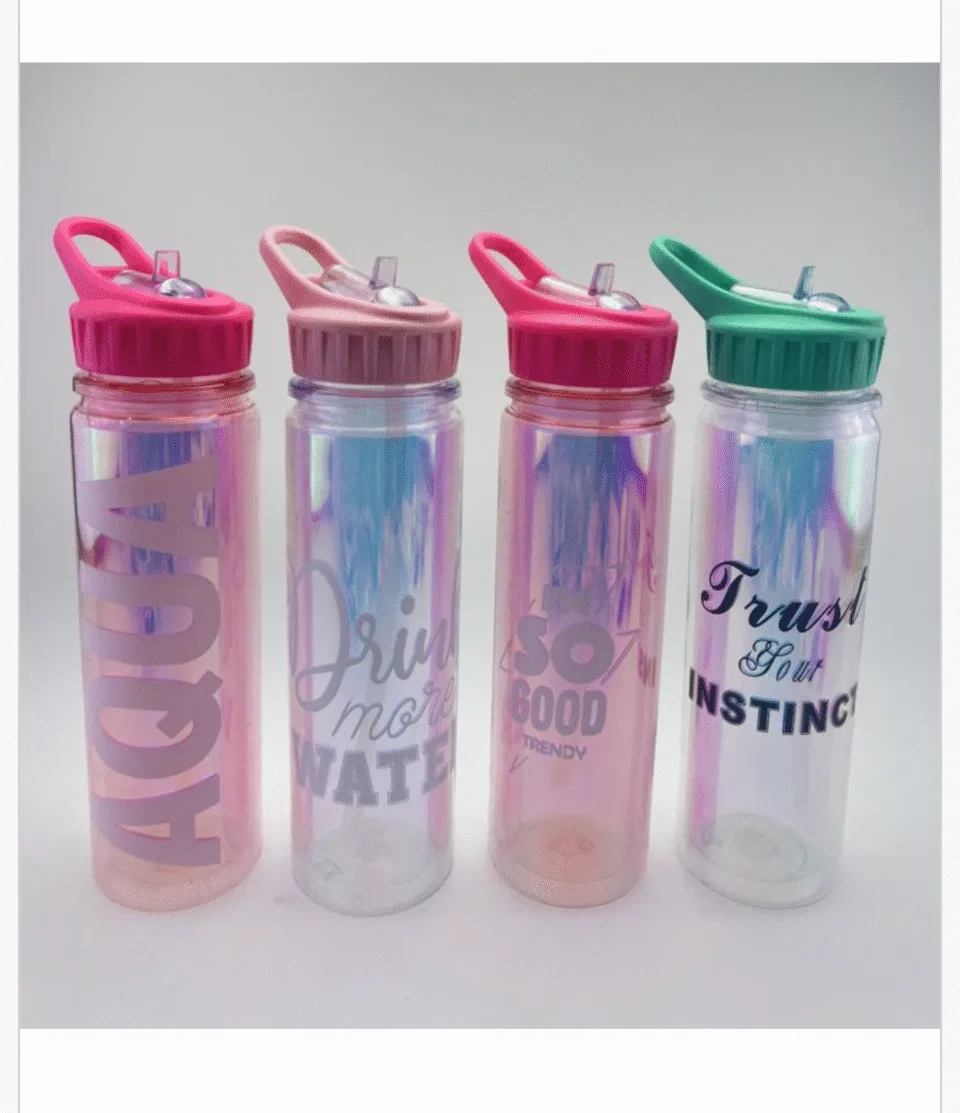 Butelka sportowa 550ml z rurką i uchwytem, efekt holograficzny