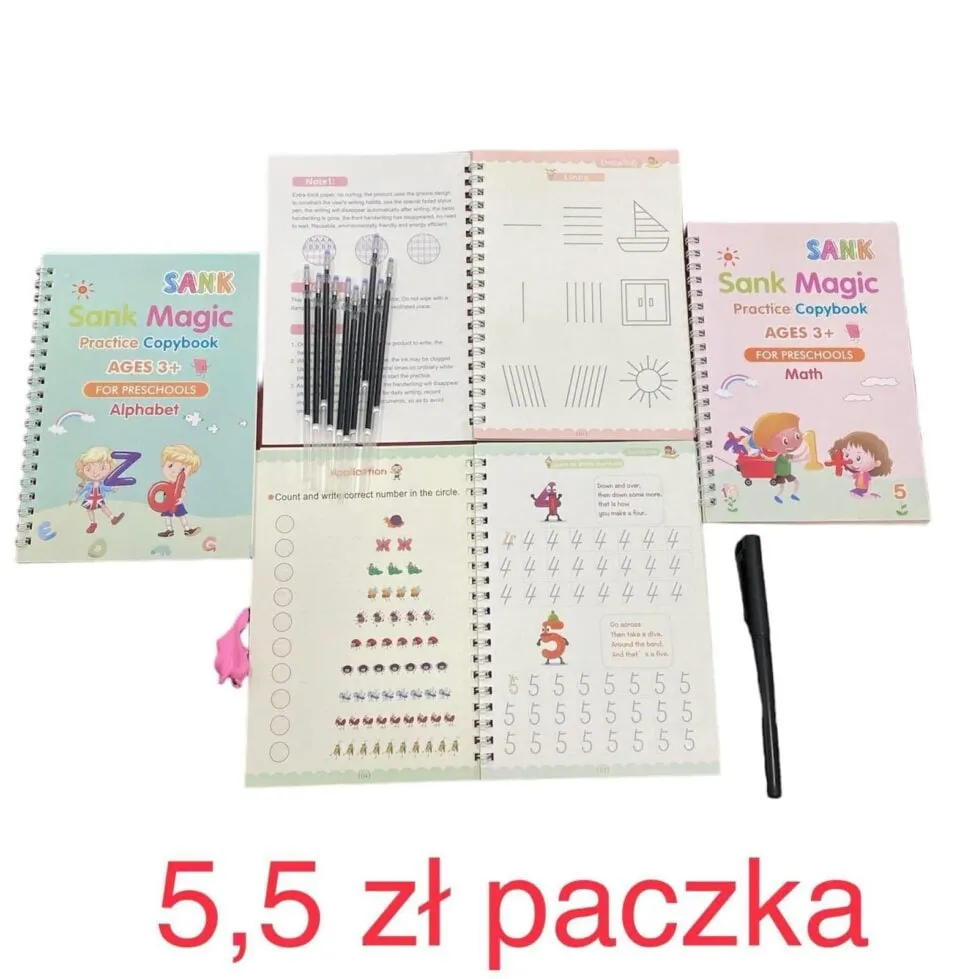 Sank Magic Copybook Zestaw do Nauki Pisania i Liczenia 24 szt.