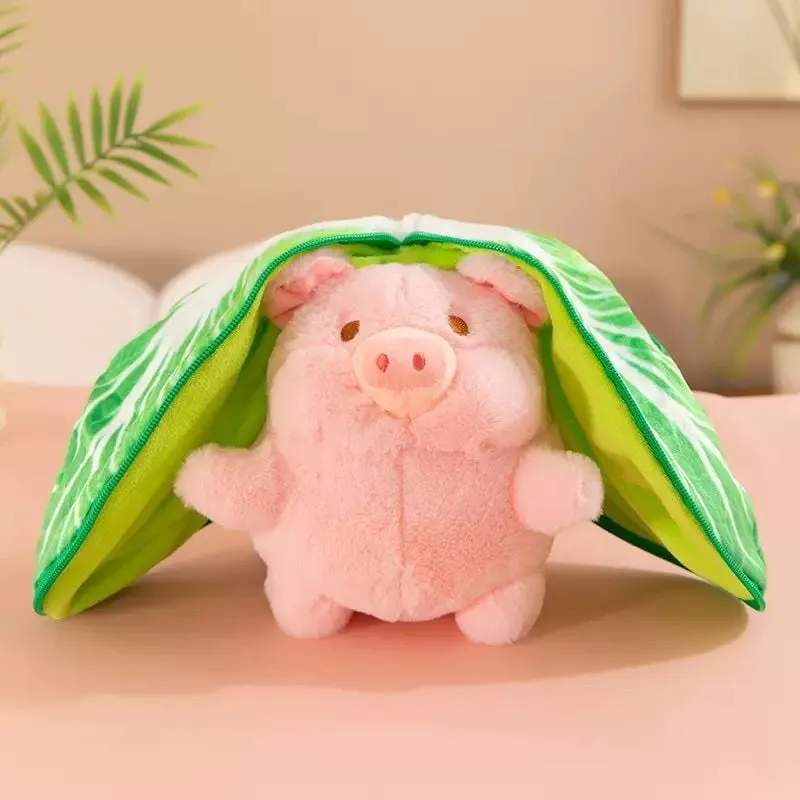 Maskotka Pluszowa 25cm Świnka w Kapuście Zamykana na Suwak