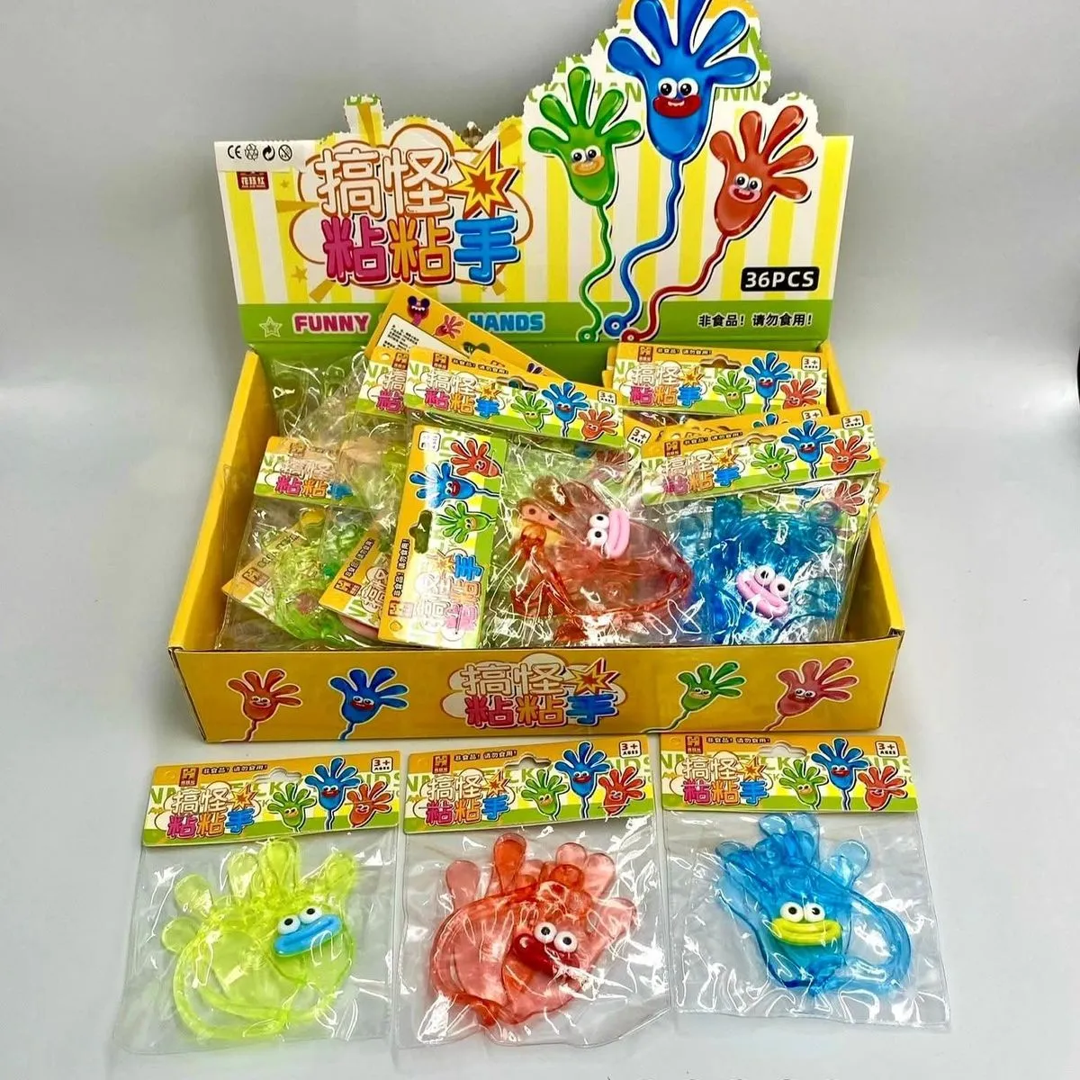 Zabawki Squeeze Funny Hands - Lepkie Łapki z Buźkami, 36 szt.