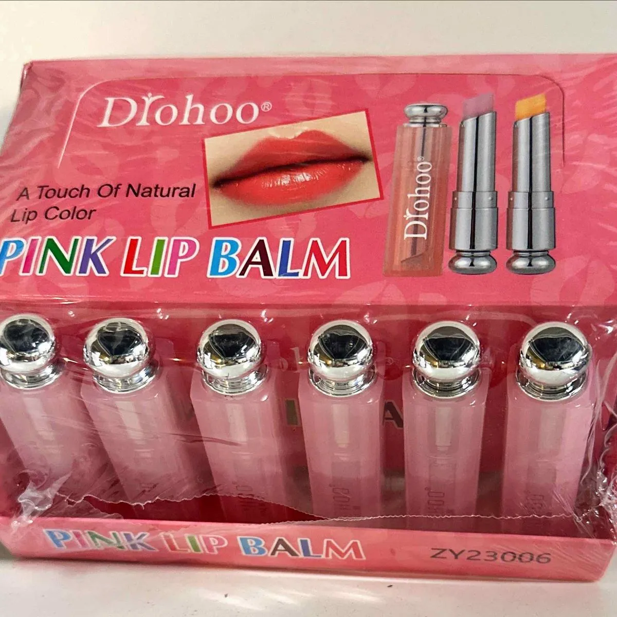Diohoo Pink Lip Balm - Różowy balsam do ust, 24 szt.