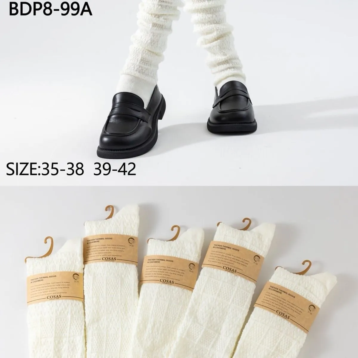 Skarpetki Damskie Legginsy Śnieżnobiałe Rozmiar 35-38/39-42