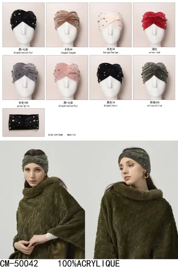 Opaski damskie turban 100% akryl różne kolory