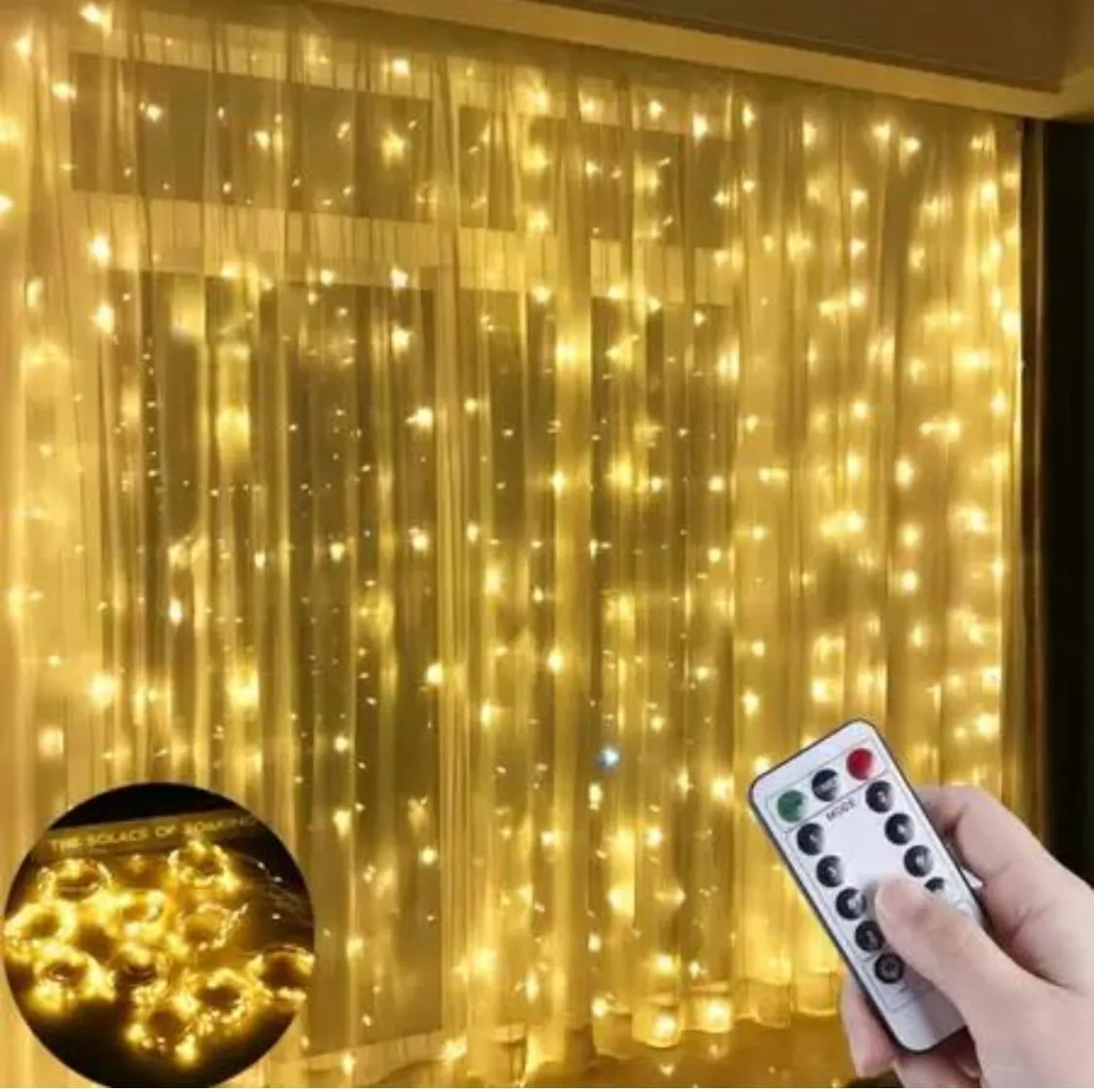 Lampki LED 3x3m z pilotem