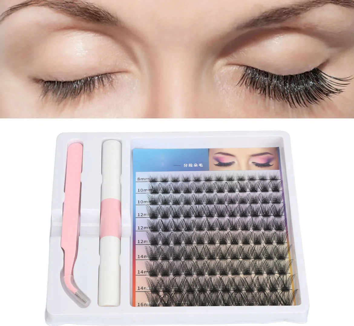 Zestaw do Przedłużania Rzęs DIY 120PCS Klastry