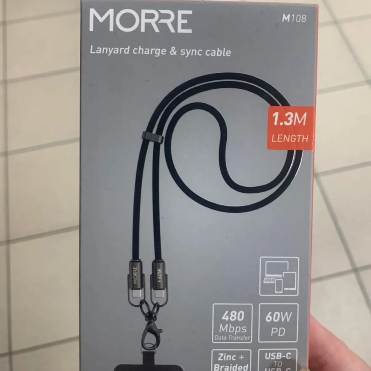 Kabel More&More M108 Lanyard Charge & Sync USB-C 1.3m