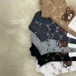 Skarpetki damskie stopki z misiem Gucci beżowe/szare
