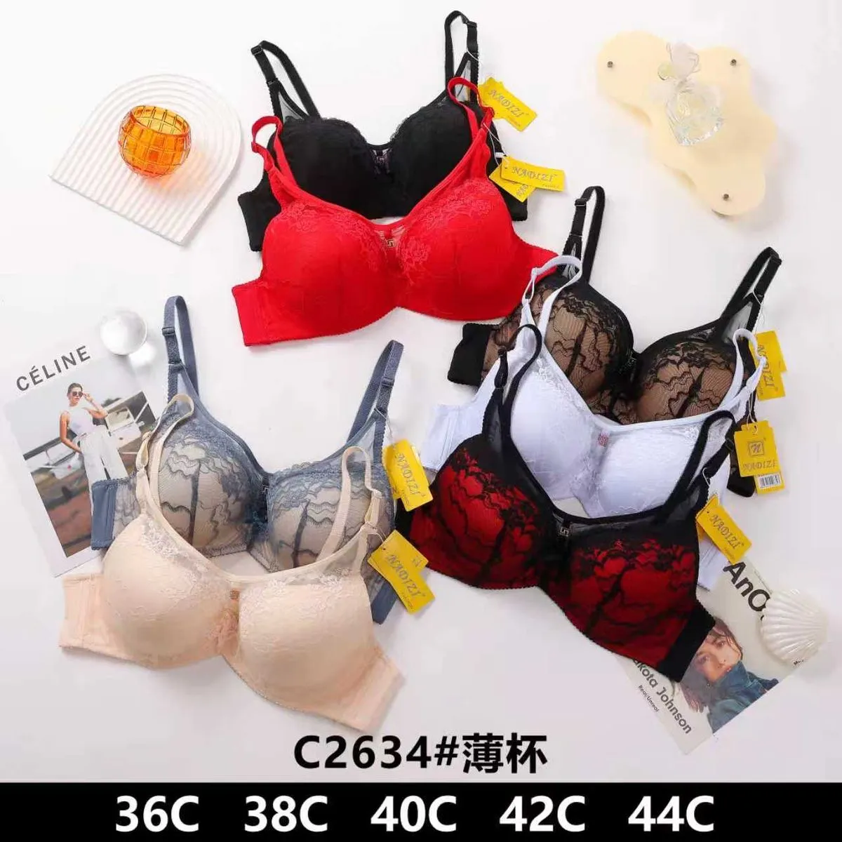 Biustonosz damski C2634 push-up koronka różne kolory