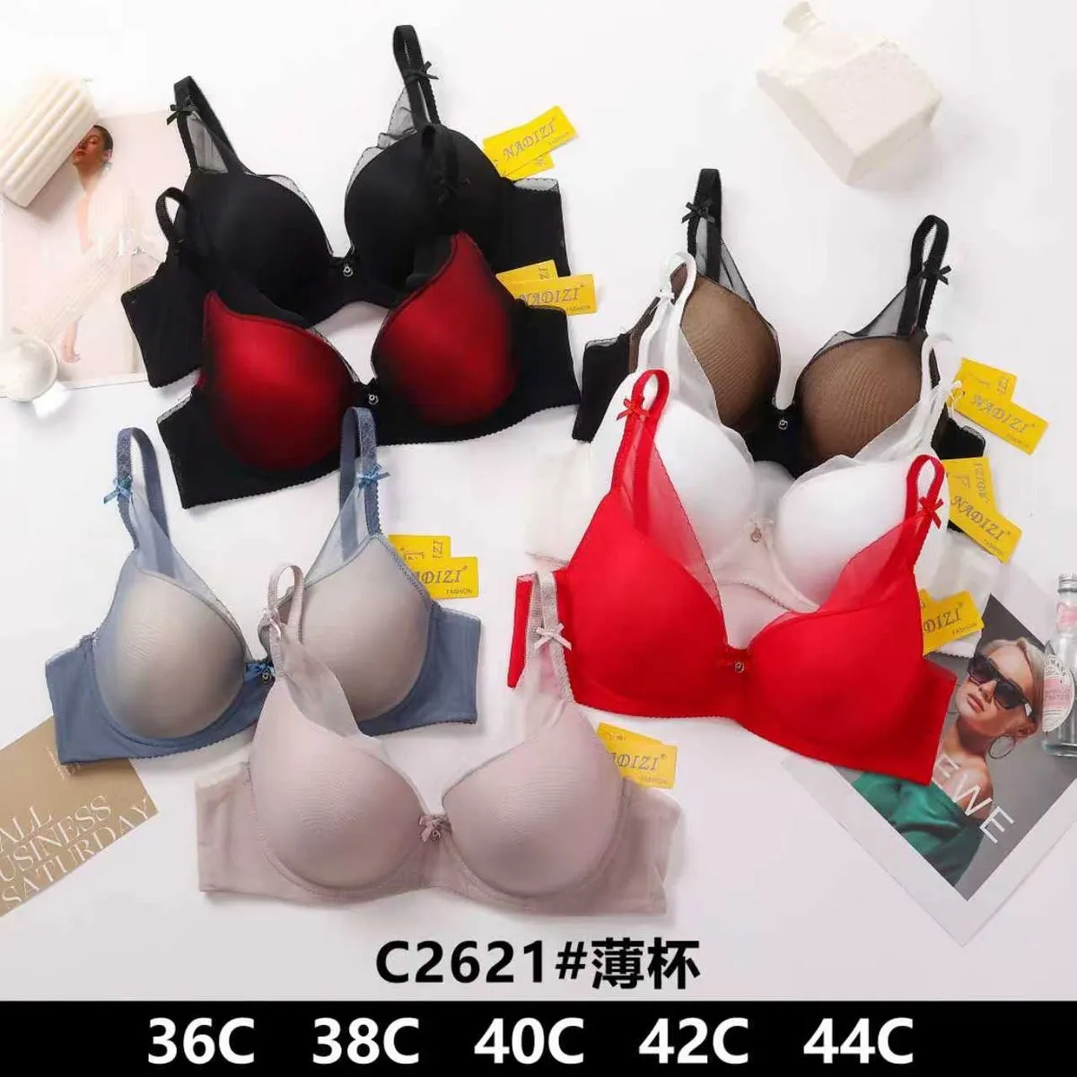 Biustonosz damski push-up C2621 mesh, rozmiary 36C-44C