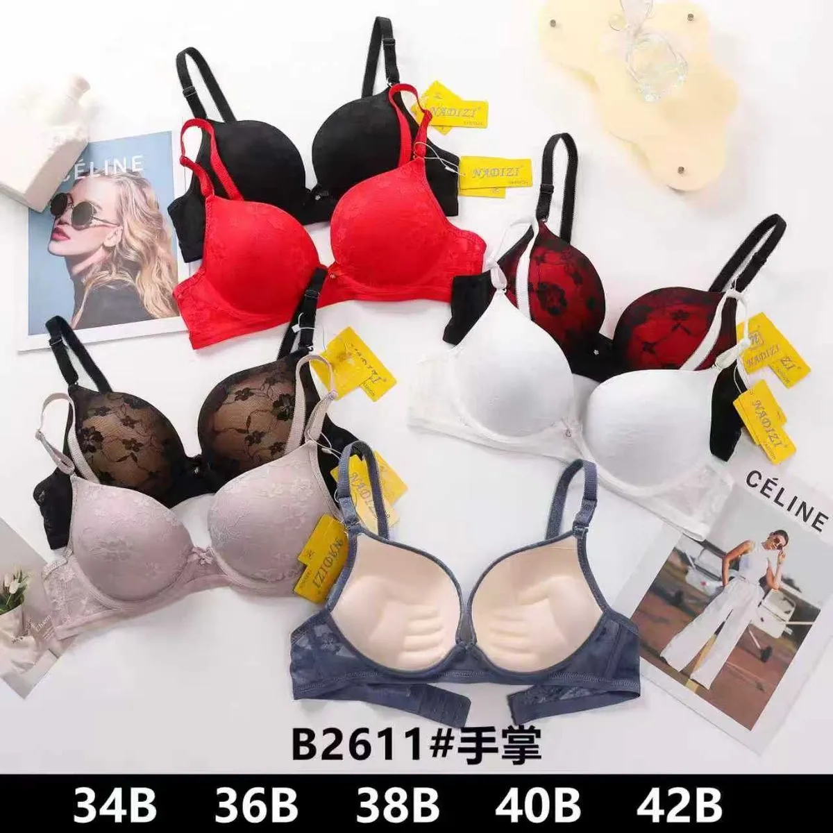 Biustonosz damski push-up B2611, rozmiary 34B-42B