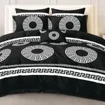 Komplet Pościeli Milano 5D 4CZ 160/200 czarno-biały wzór geometryczny