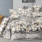 Komplet Pościeli Milano 5D 4CZ 160/200 z kwiatowym wzorem szary