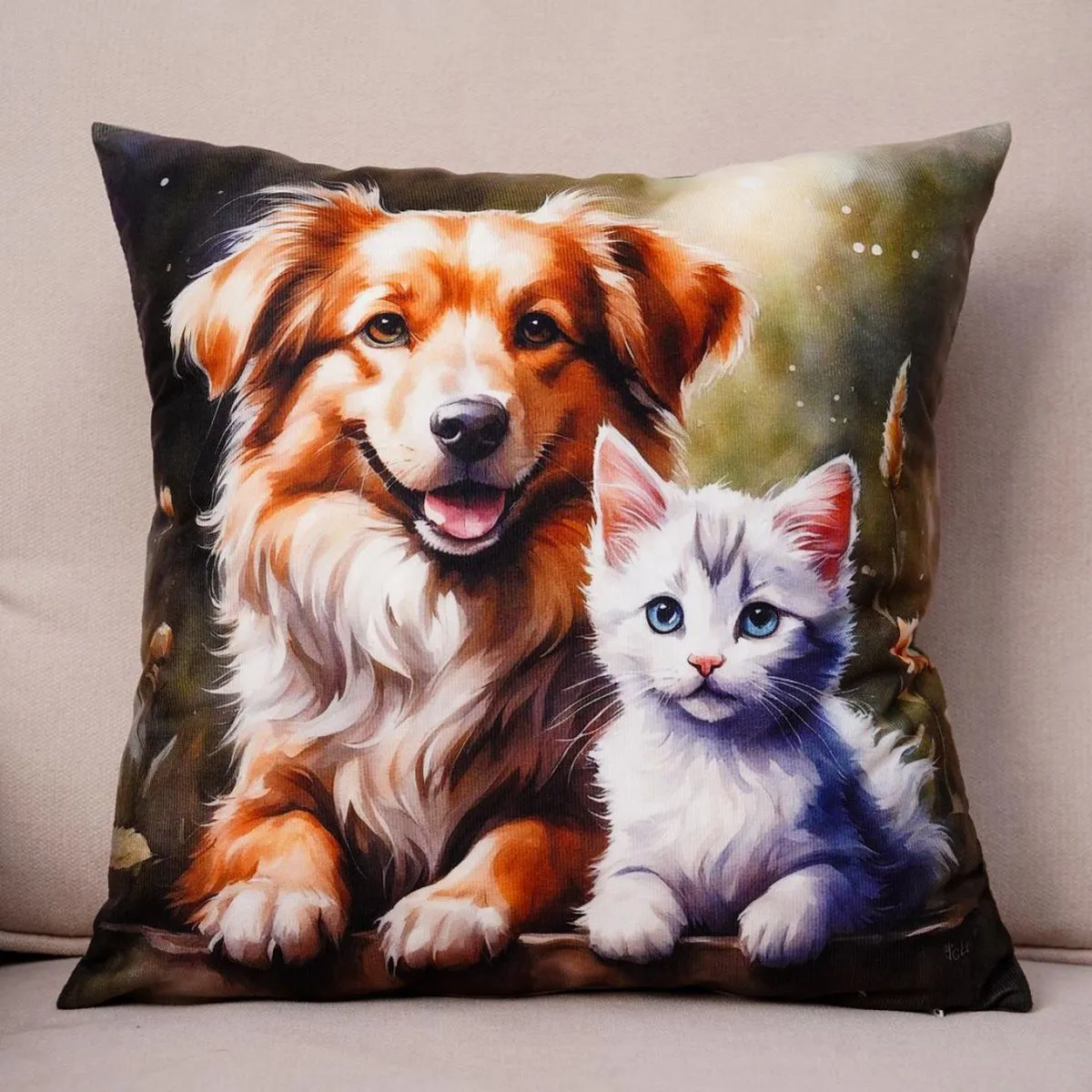 Poszewki 40x40 cm z psem i kotem