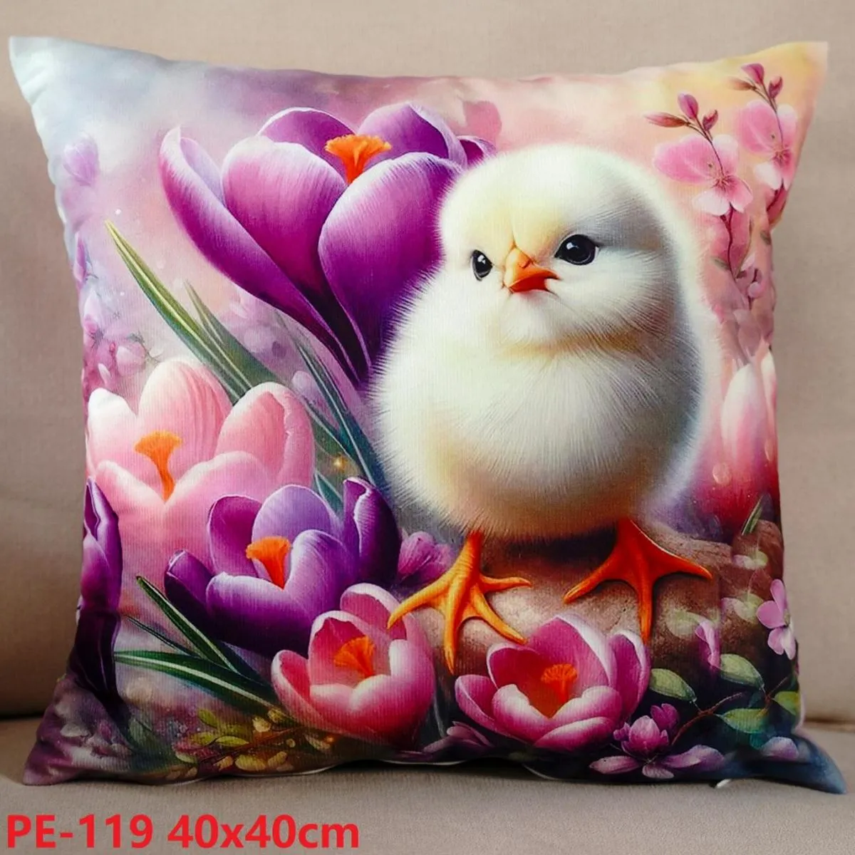 Poszewki dekoracyjne 40x40 cm PE-119 kwiaty i pisklak