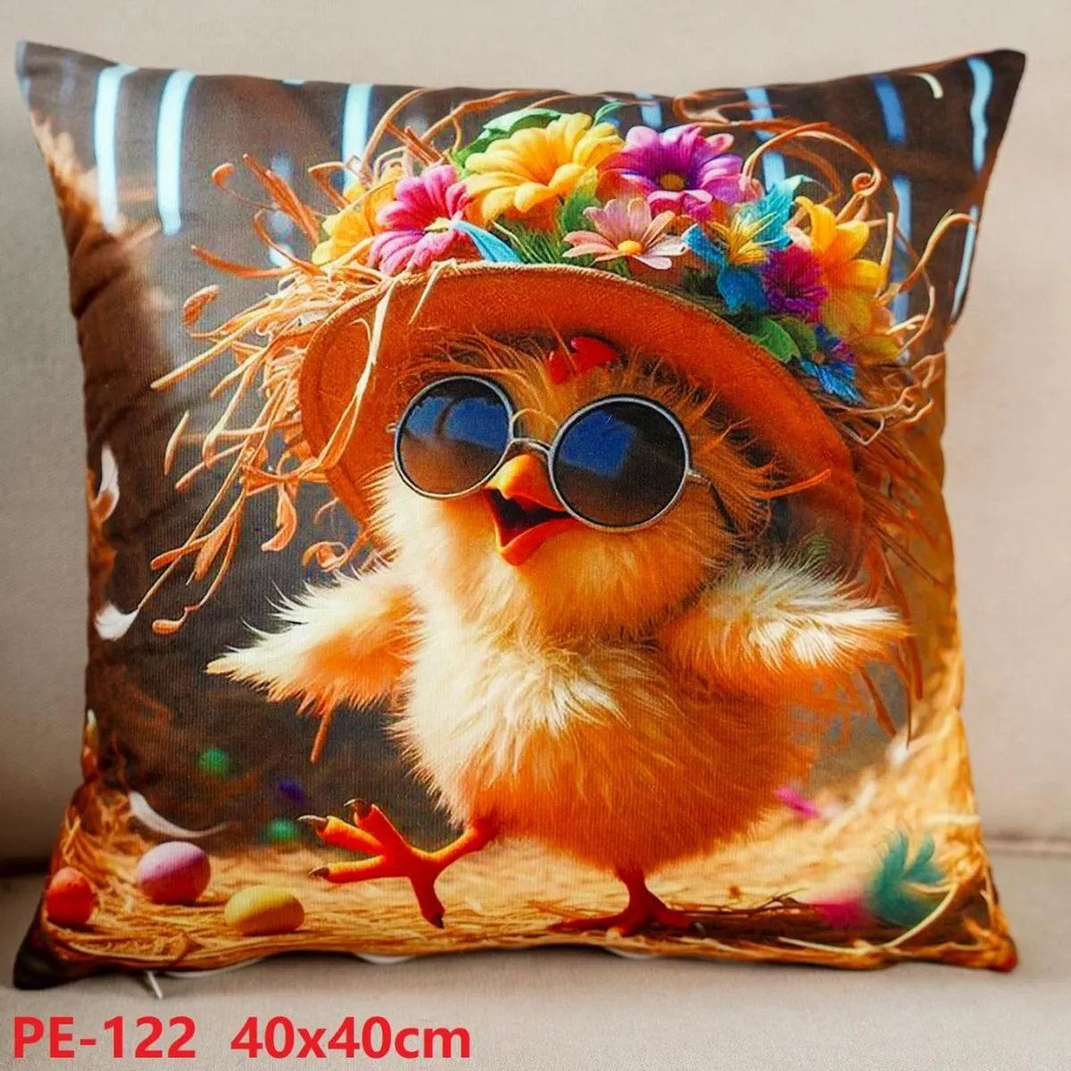 Poszewki dekoracyjne 40x40 cm z kurczakiem PE-122