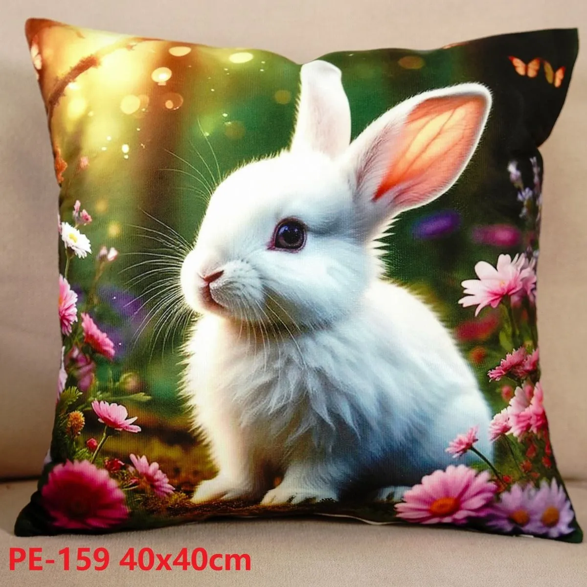 Poszewki dekoracyjne 40x40 cm z białym królikiem PE-159