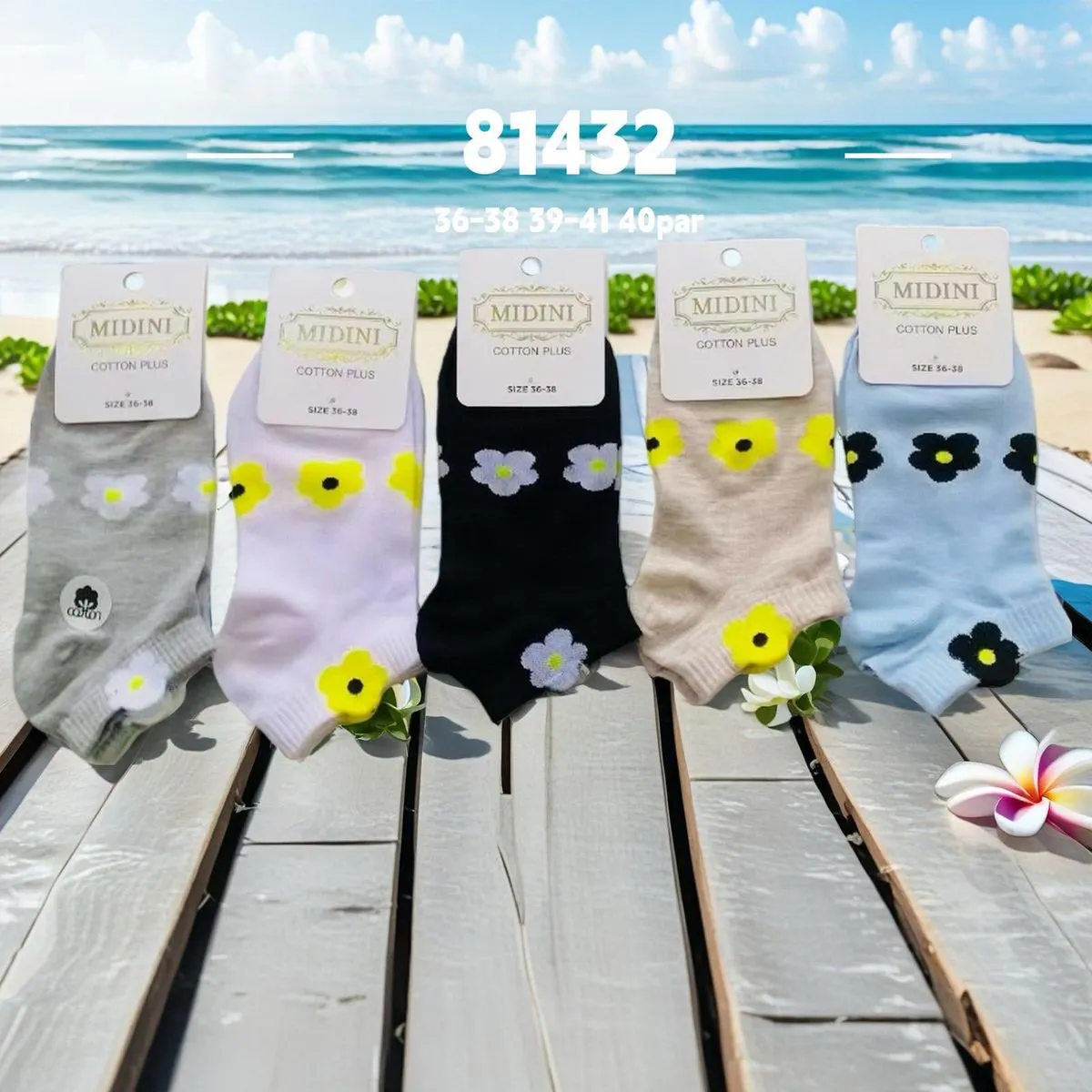 Skarpetki damskie MidiNi Cotton Plus kwiatowe