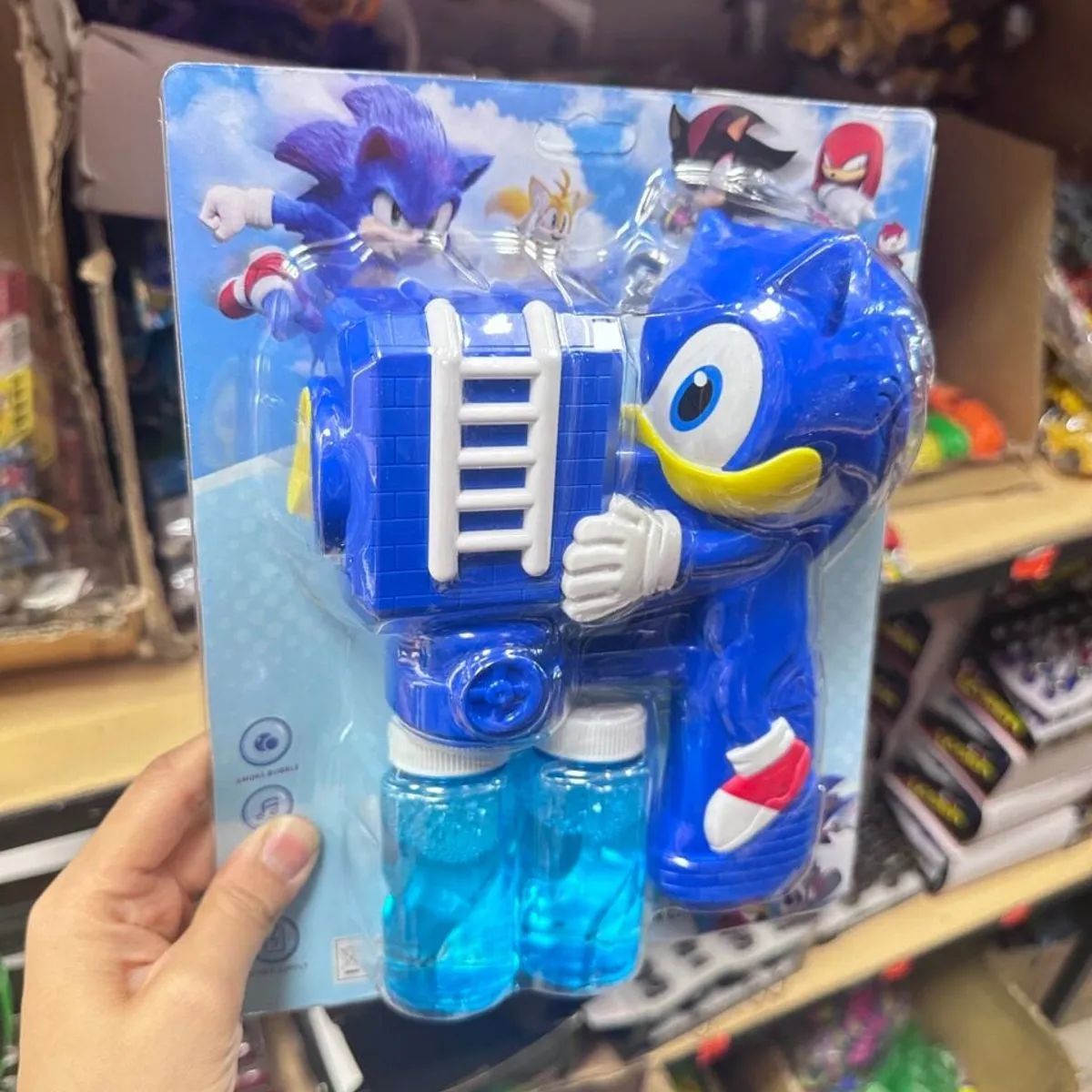 Pistolet do baniek mydlanych Sonic z płynem, 2 butelki, 6 szt.