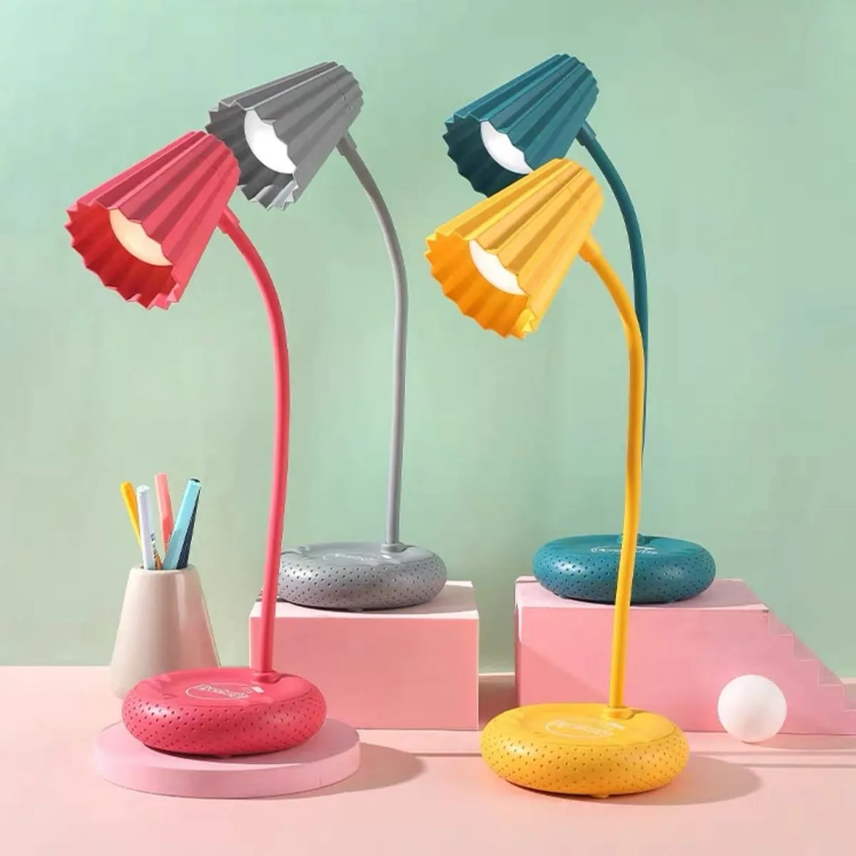 Lampka nocna biurkowa elastyczna plisowany klosz mix 6 szt.