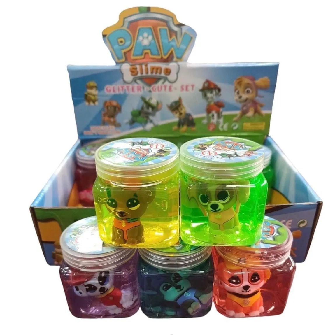Zabawki Slime Psi Patrol z figurką - masa brokatowa 24 szt.