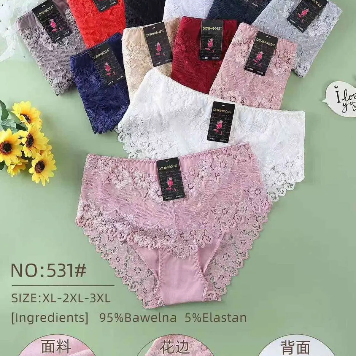 Majtki damskie XL-XXL-XXXL 95% bawełna 5% elastan NO:531