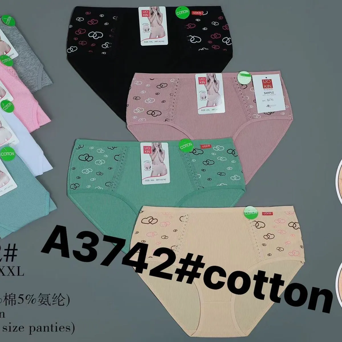 Majtki damskie Uokin A3742 XL-XXL bawełna 95% 5% elastan