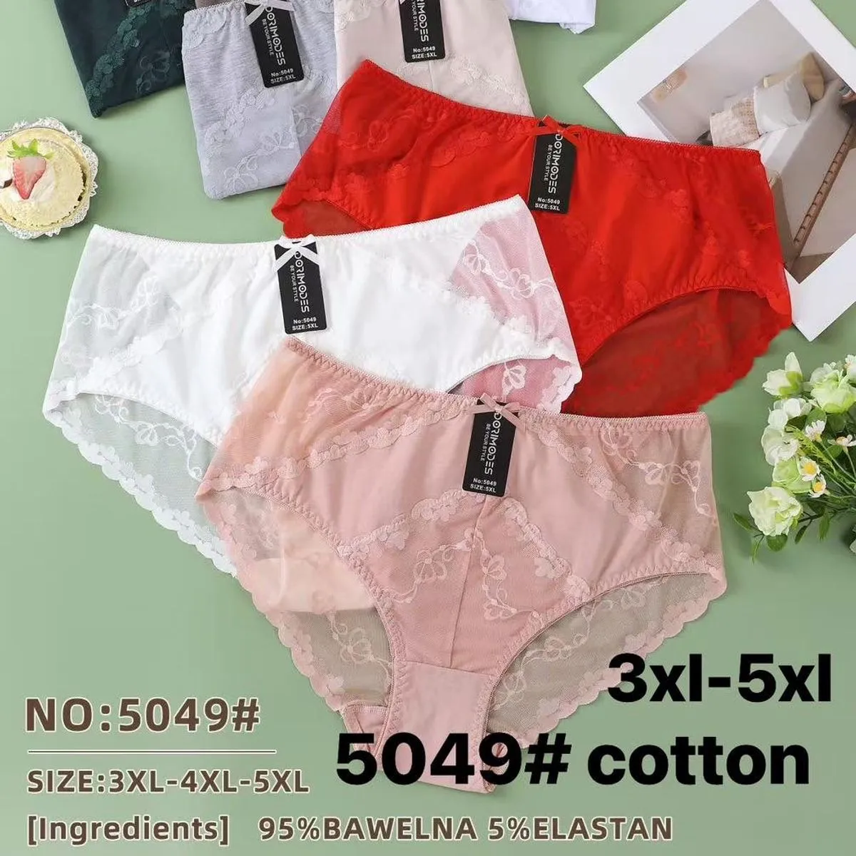 Majtki damskie 3XL-5XL bawełna 95% + elastan 5%