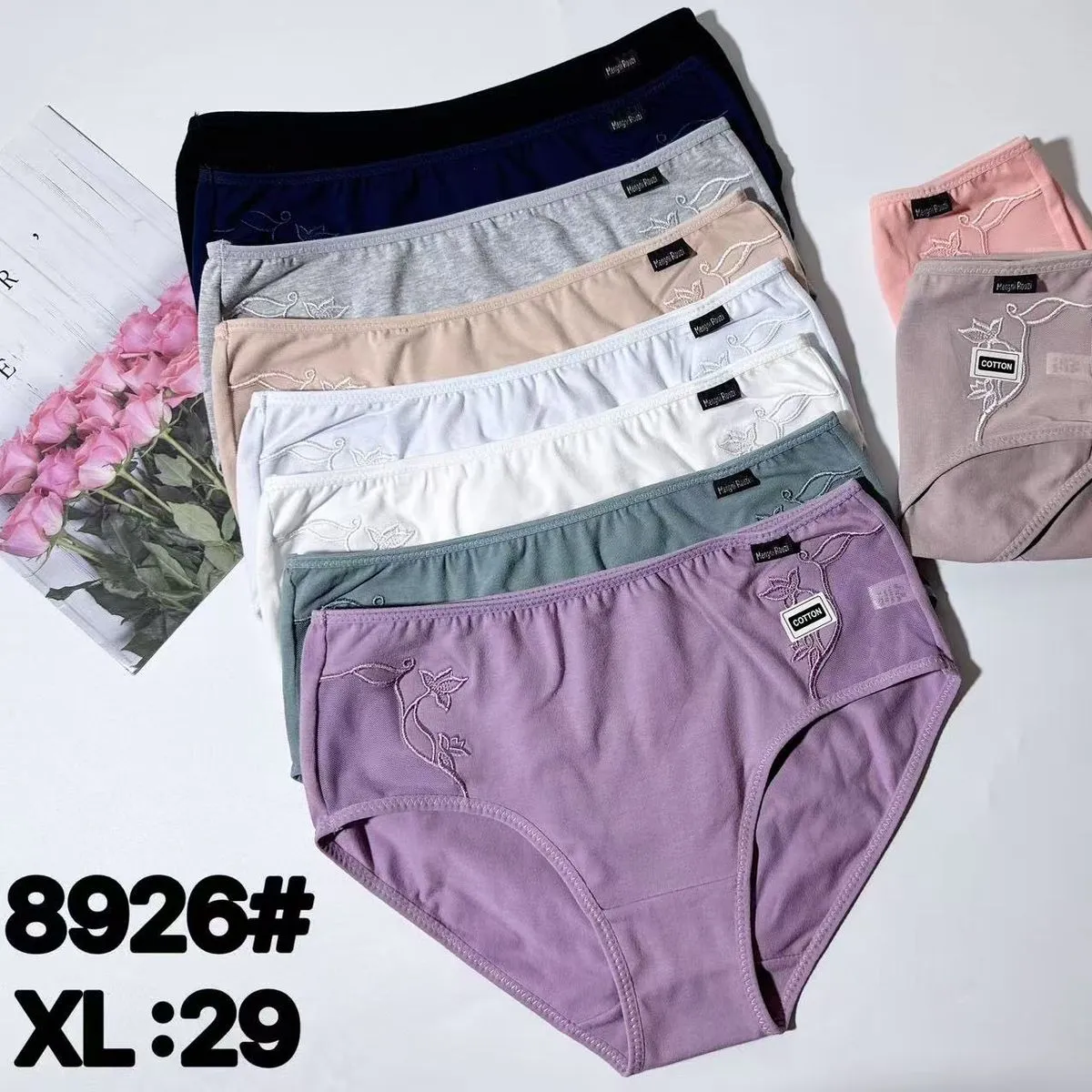 Majtki damskie bawełniane XL, zestaw 10 kolorów