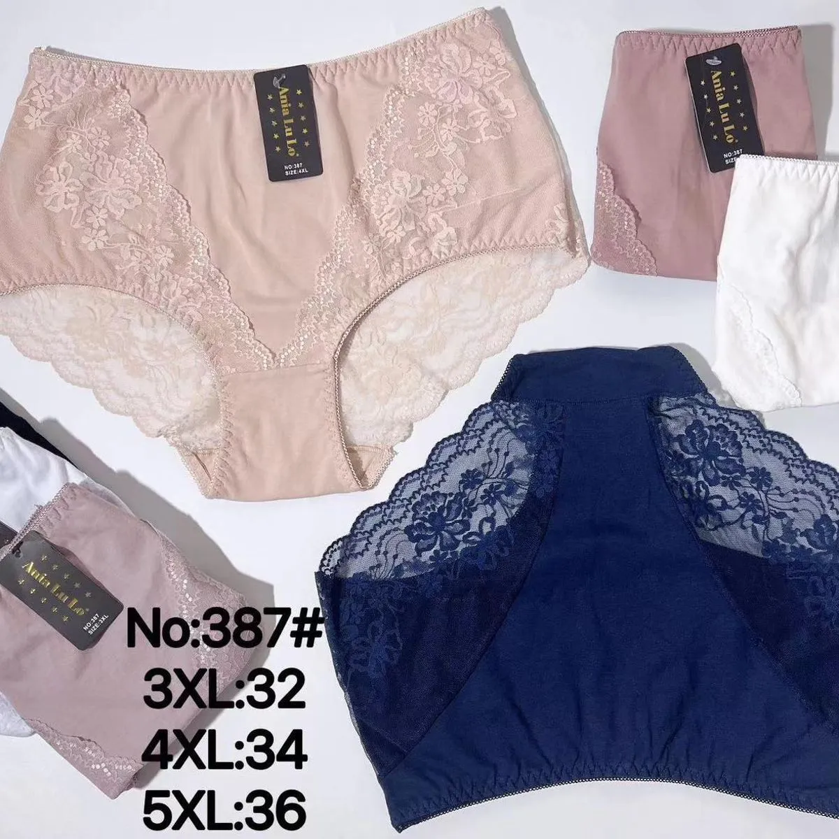 Majtki damskie koronkowe No.387 rozmiary 3XL-36, 4XL-34, 5XL-32