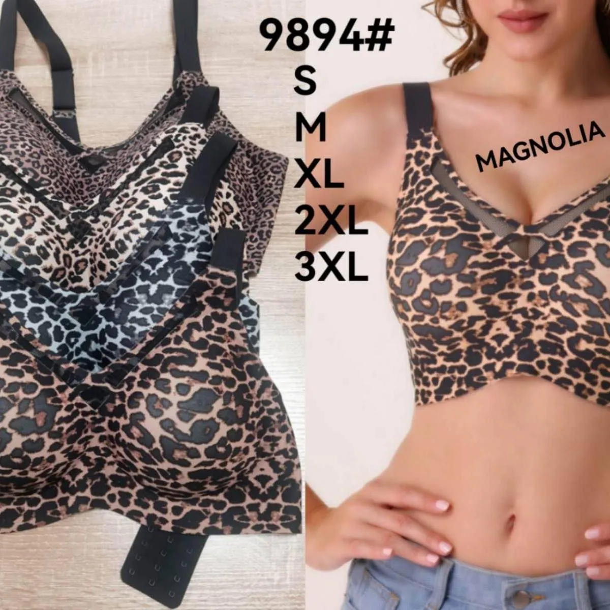 Biustonosz damski bezszwowy leopard S-3XL Magnolii