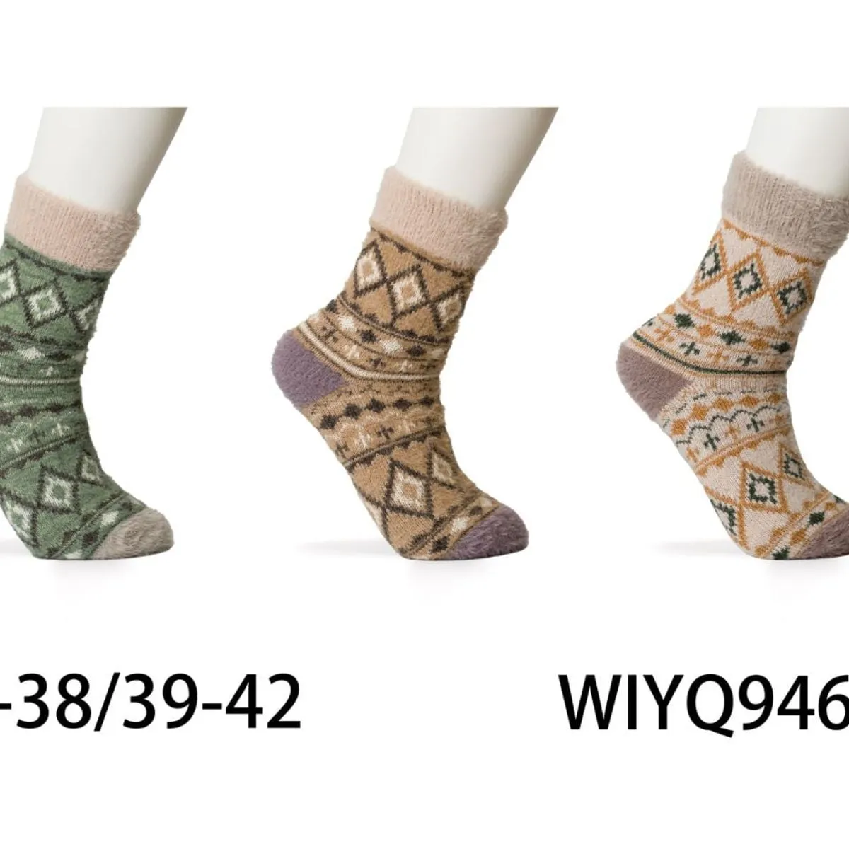 Skarpetki damskie z wełną, wzór etniczny, 35-38/39-42