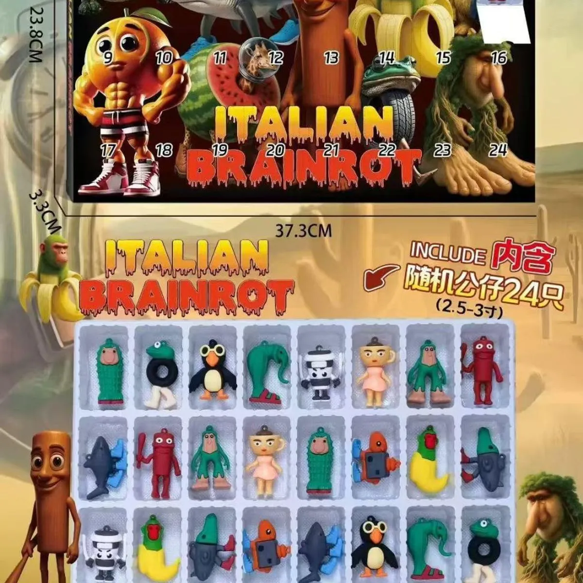 Kalendarz Adventowy Italian Brainrot 24 figurki 2,5-3,7cm