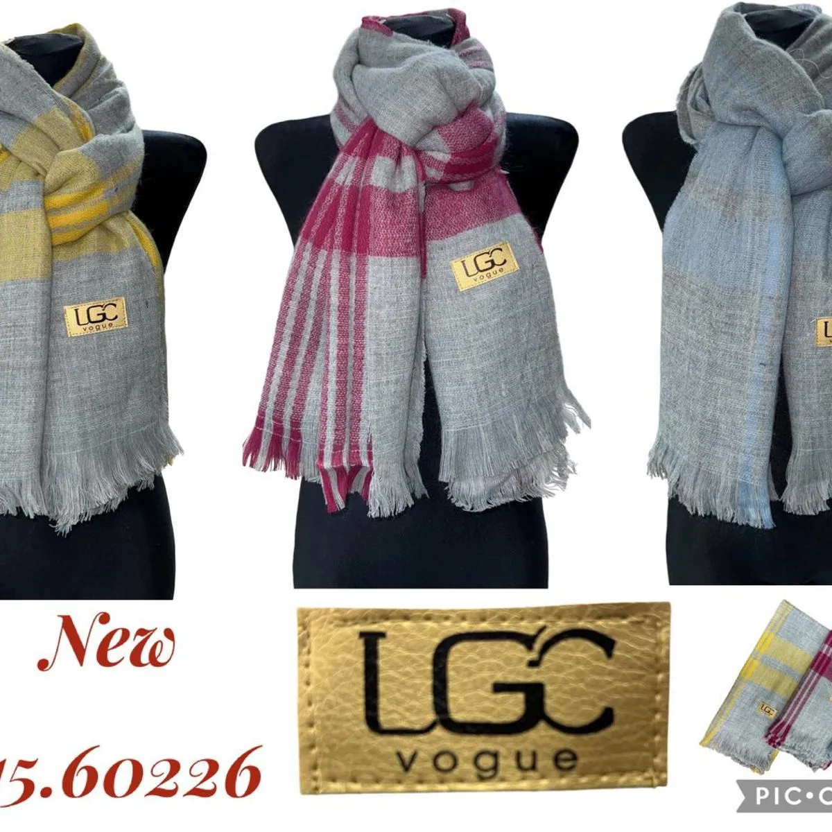 Szaliki damskie LG VOGUE w kratę, 3 kolory, F15.60226