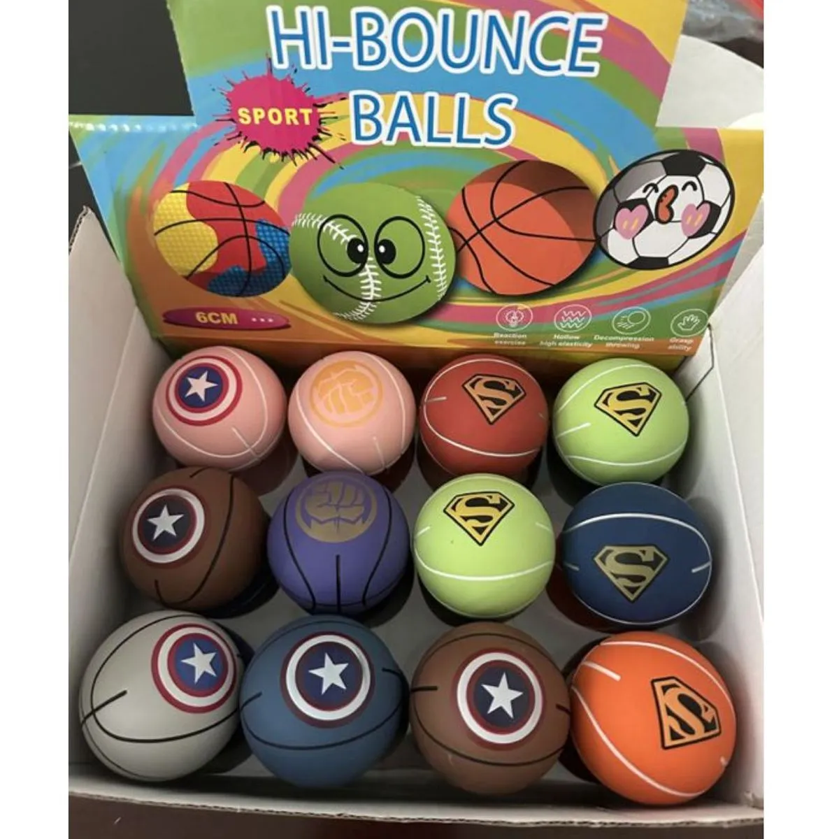 Piłki Hi Bounce Balls Sport Balls 6cm, 12 szt
