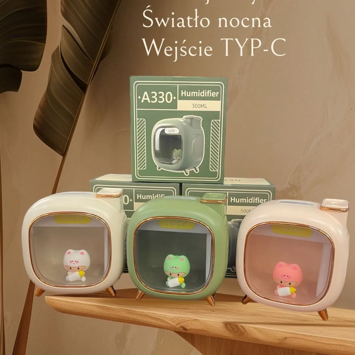 Nawilżacz Powietrza A330 z Światłem 500ml Typ-C