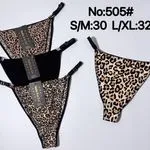 Stringi damskie No:505 S/M-L/XL leopard + czarny
