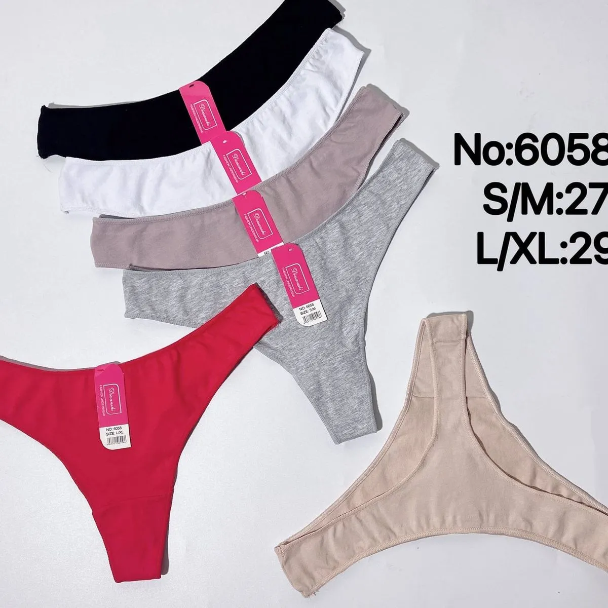 Majtki damskie stringi S/M-L/XL Nr 6058, 5 szt