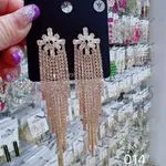 Kolczyki damskie wiszące z frędzlami kryształkami rose gold