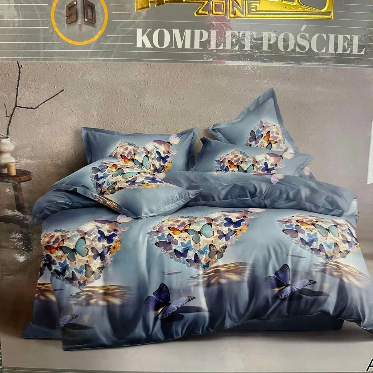 Komplet Pościel 3cz Milano 160/200 z Motywem Motyli