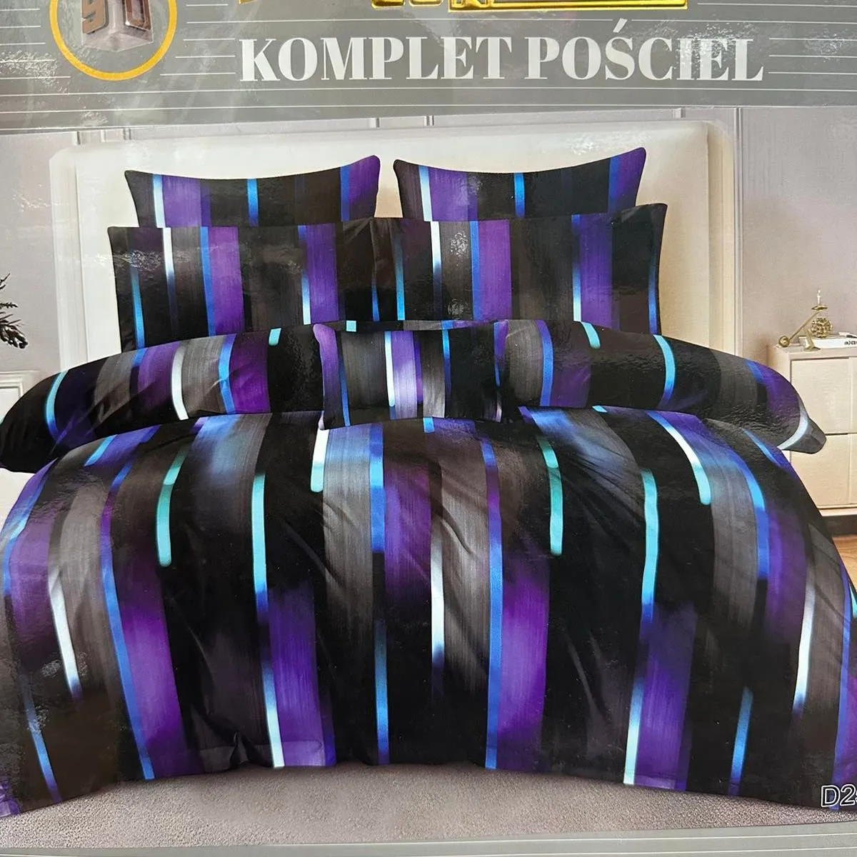 Komplet Pościel 3cz Milano 160/200 fiolet-czarny